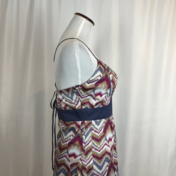 BCBGeneration Maxi Dress Size Small Chevron Stripe Blue Gray Maroon - Picture 3 of 12